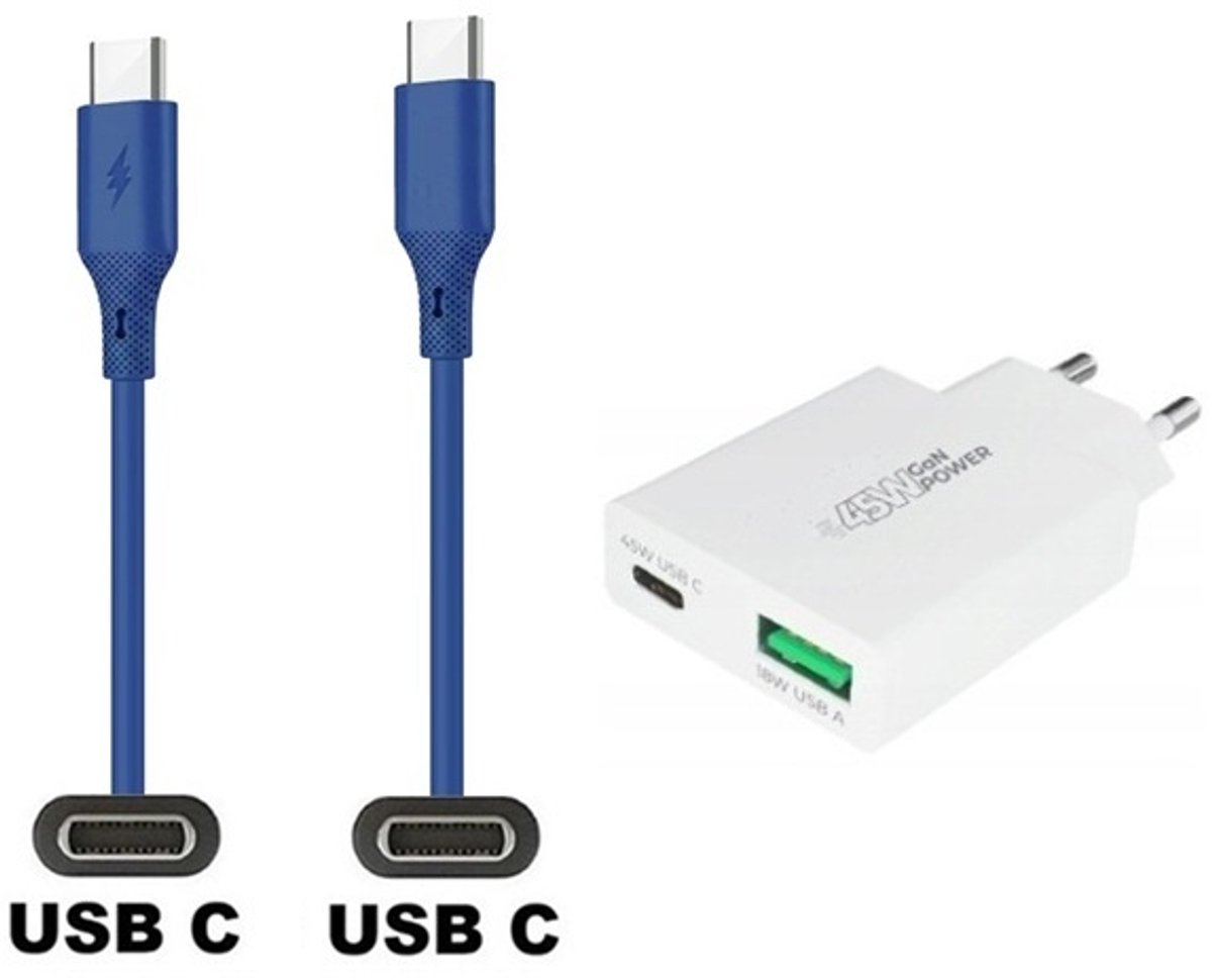 45W super snellader met 2 poorten + 1,0m USB C naar C kabel. Universele PD PPS lader. Compacte GaN oplader adapter past op Google Pixel 7, 7 Pro, 8, 8a, 8 Pro, 9, 9 Pro, 9 Pro XL, 9 Fold, 10, 10a, 10 Pro, 10 Pro Fold, 10 Pro XL, 10 Fold, C, XL