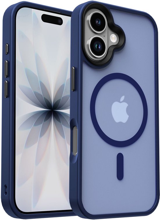 Coque pour iPhone 17 - Compatible MagSafe/Qi2 - Coque de protection mate - Fermeture magnétique - Blauw foncé