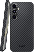 NEKIT Fiber Hoesje Geschikt voor Samsung Galaxy S24 - Compatibel met MagSafe - Kevlar Aramidevezels 1500D - Back Cover Ultra Dun - Grijs/Zwart
