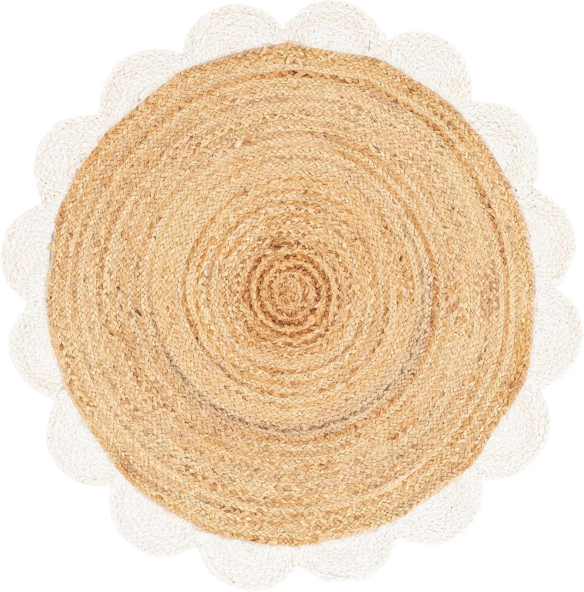 Jute Vloerkleed - Rond Tapijt - Woonkamer Decoratie - Handgevlochten Design - 90 cm Rond -