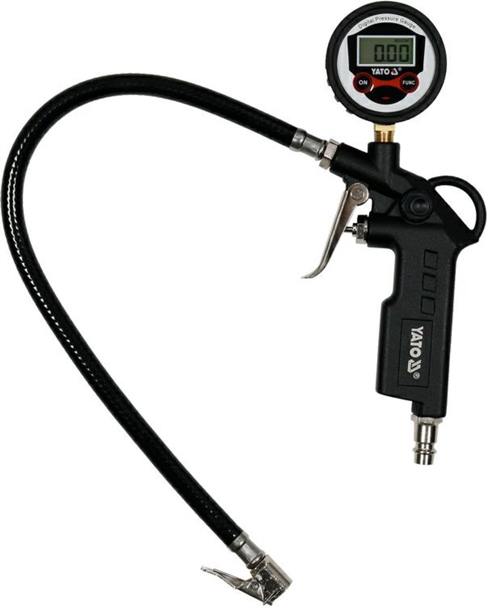 Yato Serie - Digitale LCD Bandenspistool - Elektronische Manometer - Antislipgreep - 44 cm Slang