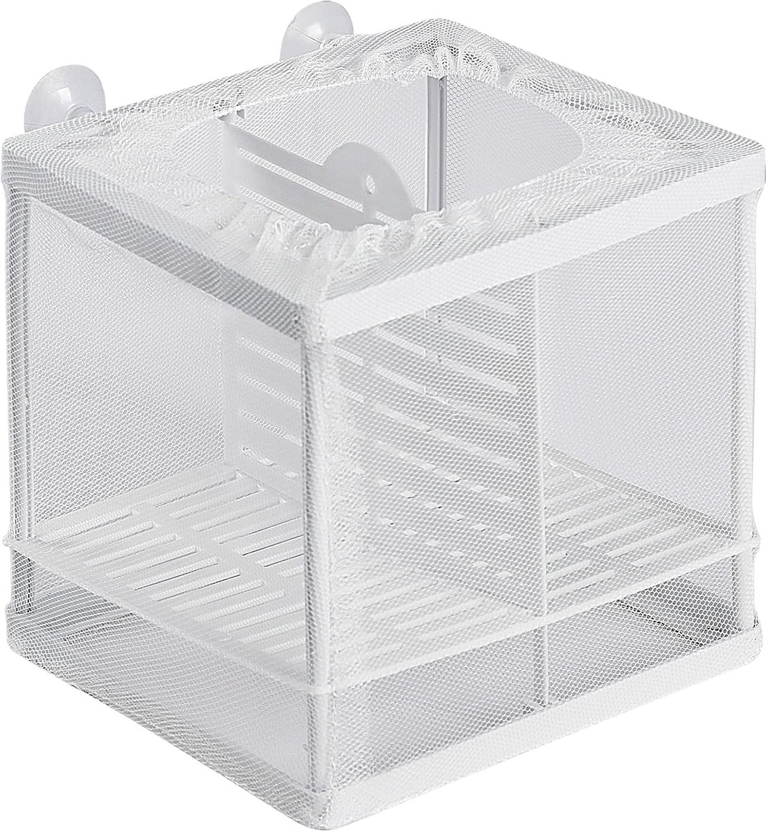 Aquarium Kweeknet - Vis Broed Box - Vissen Scheiden - 3 Kamers - 15.7 x 14.2 x 14.7 cm - Wit