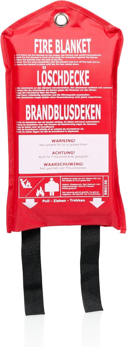 Branddeken Glasvezel - Blusdeken Nooddeken - Snelle Brandbestrijding - Hittebestendig 550°C - 1 x 1 meter - Wit