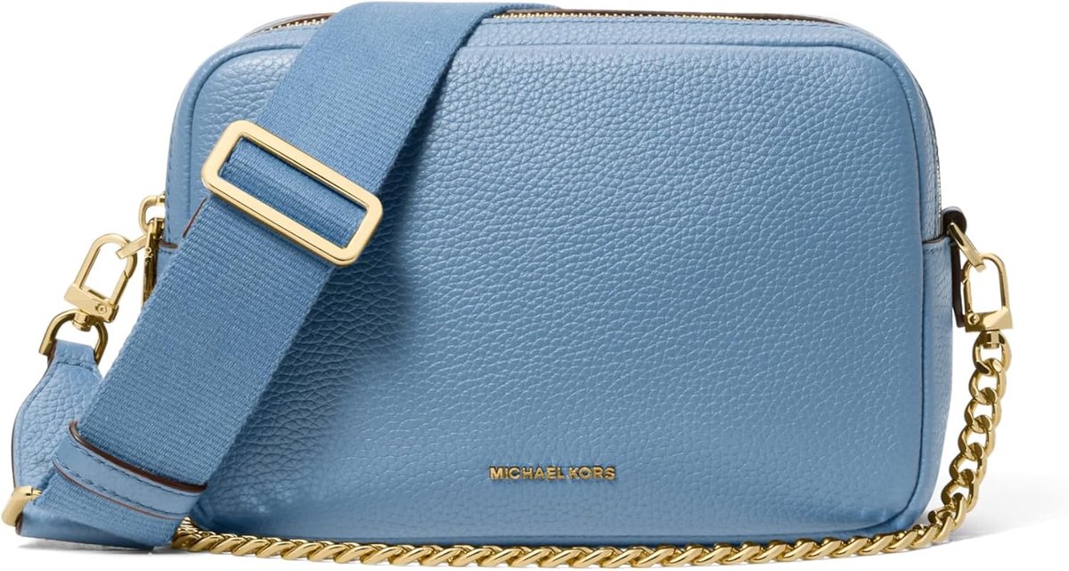 Compacte Camera Schoudertas Blauw met Kettingdetail - Crossbody Tas