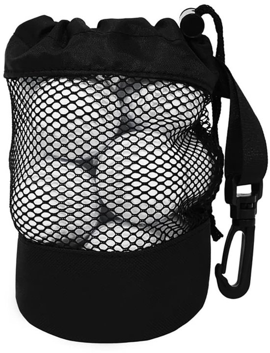 Net golftas nylon mesh - golfbaltas met trekkoord en opberghouder voor golfballen van Merkloos — afbeelding 3