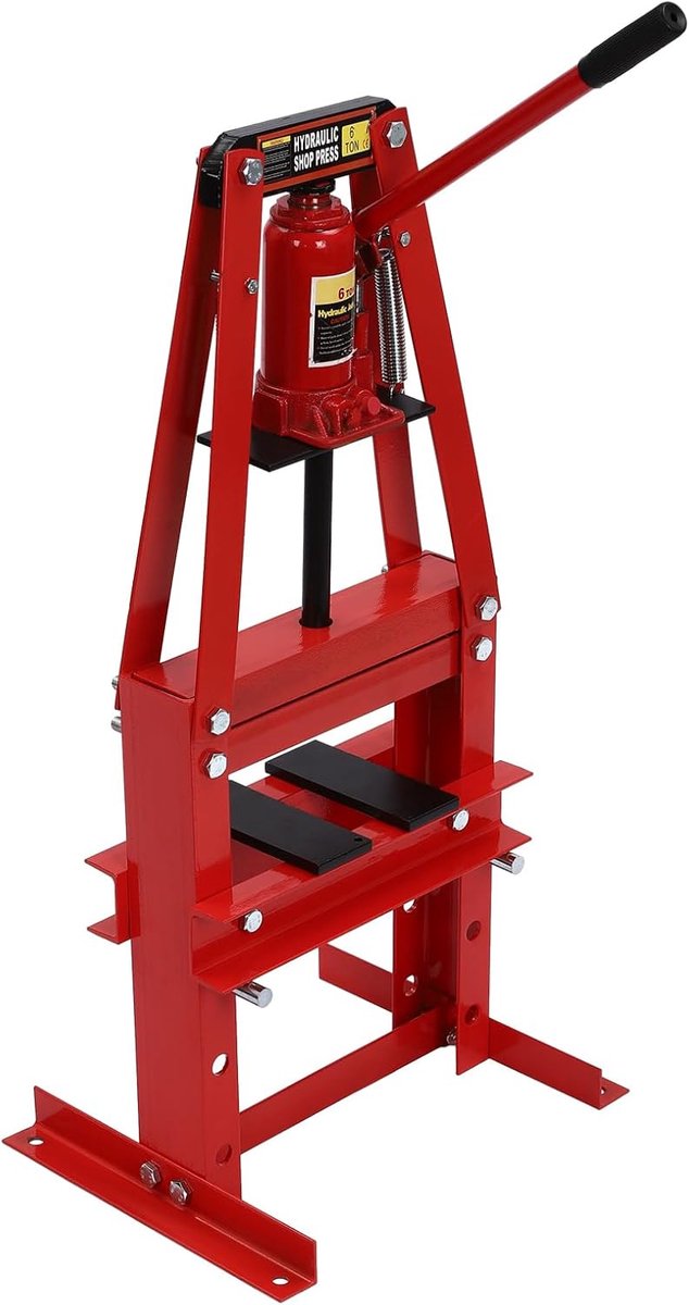 Hydraulische pers - Werkplaatspers - Onderdelen Installeren - 6 Ton Druk - 130 mm Slag - Rood