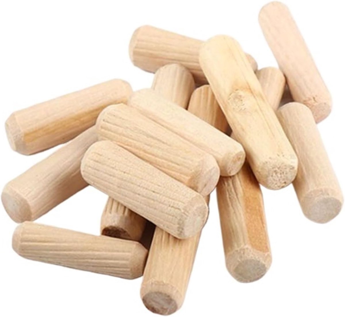 Houten pinnen - Meubelverbinding - Meubels repareren - Geribbelde schacht - 8x50mm 60 stuks - Houtkleur