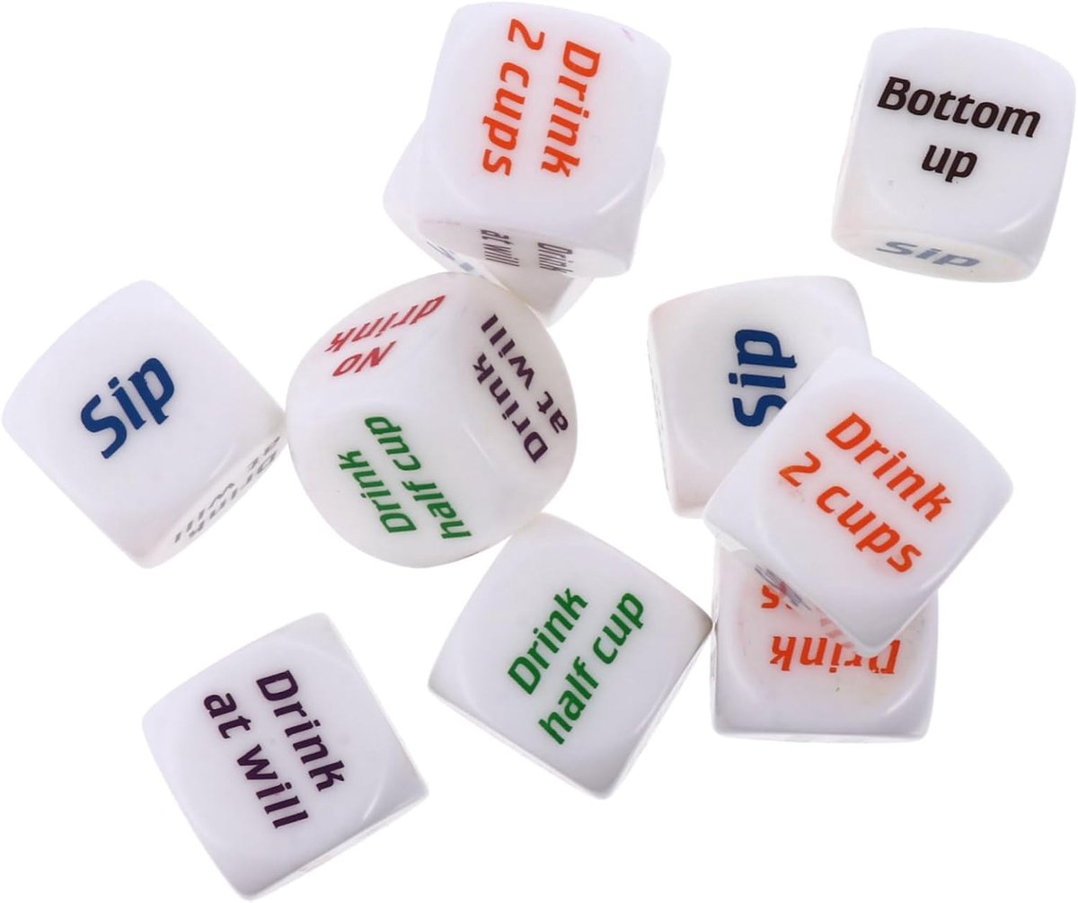 Dobbelstenen Set - Spel Dobbelstenen - Feest Entertainment - Transparant Acryl - 10 Stuks - Wit