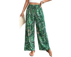 YUTILA Wijde damesbroek, zomer, boho, strandbroek, lichte en luchtige vrijetijdsbroek met hoge taille, casual, los - ShopVlot
