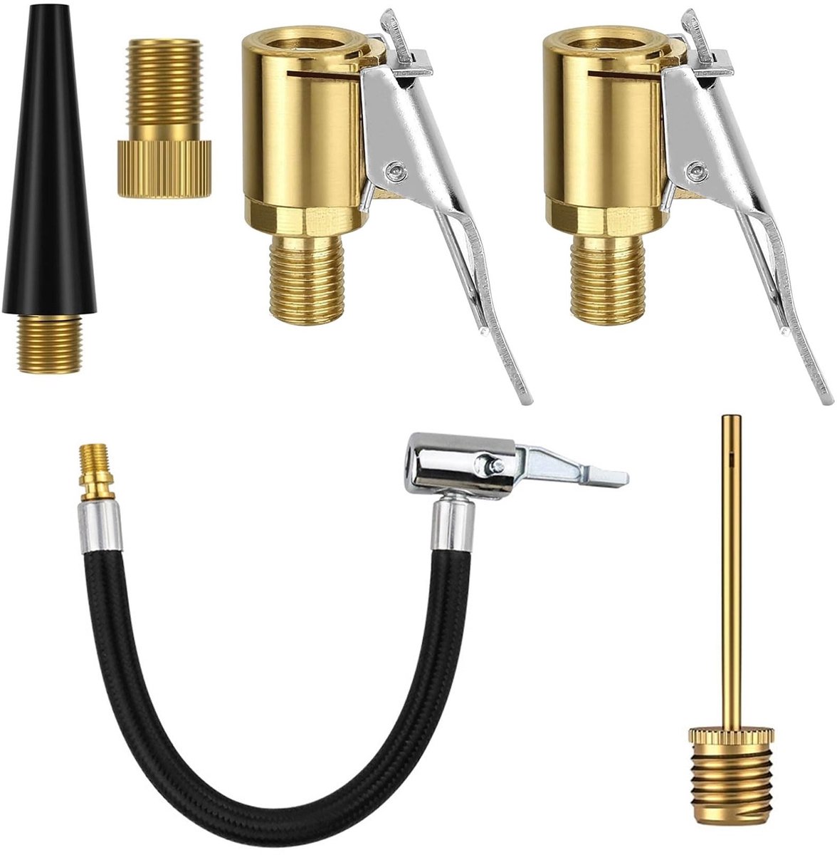 Dailygoods- Klep Adapter Set - Multifunctionele Ventieladapter - Luchtpomp Adapter - 8mm Autoventiel Pluggen - Presta Ventieladapter - Duurzaam Koper-Aluminium