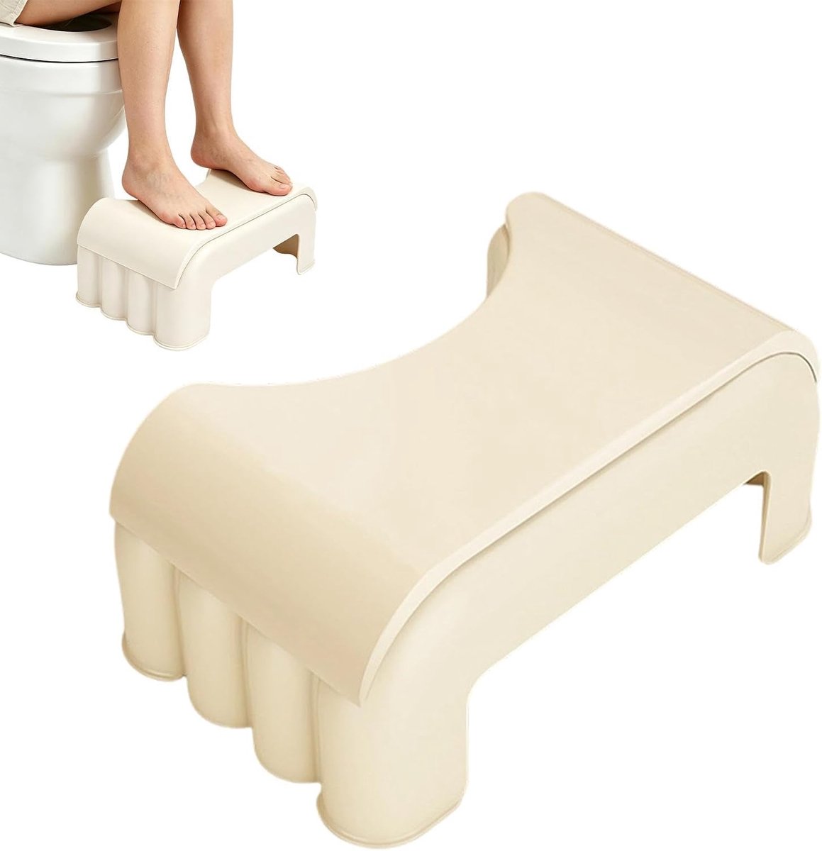 Toiletkruk - Opstapje Krukje - Natuurlijke Houding - Ruimtebesparend Ontwerp - 39x24x39 cm - Wit
