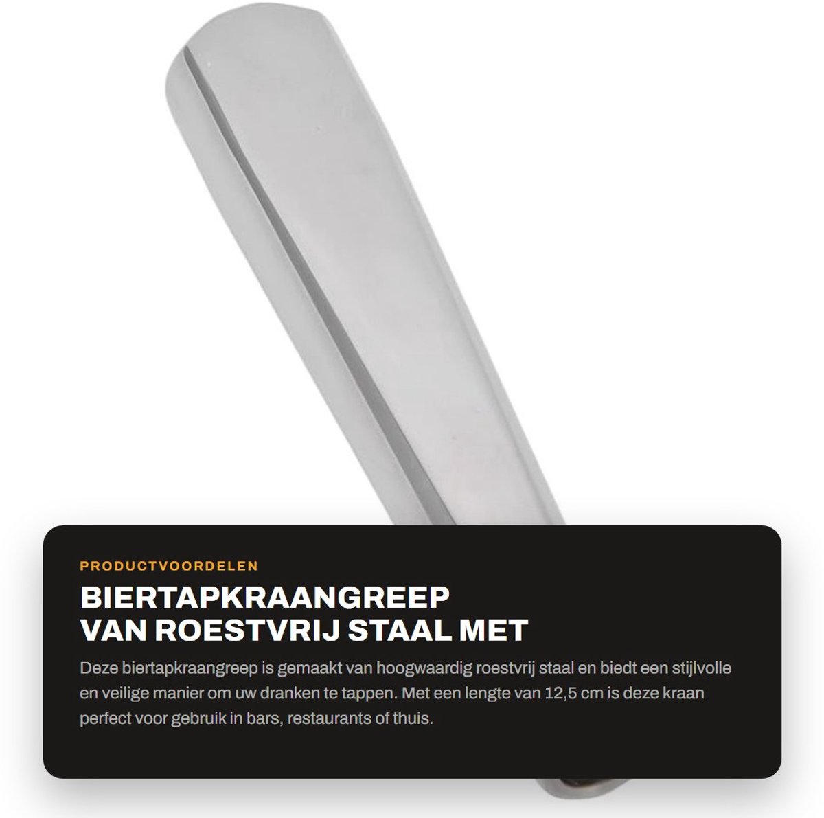 Dailygoods- Biertapkraangreep Roestvrij Staal - Biertap Handvat - 3/8 Inch Schroefdraad - Drankmachine Accessoire - Voor Thuisbrouwen - Geschikt voor Kegeratoren