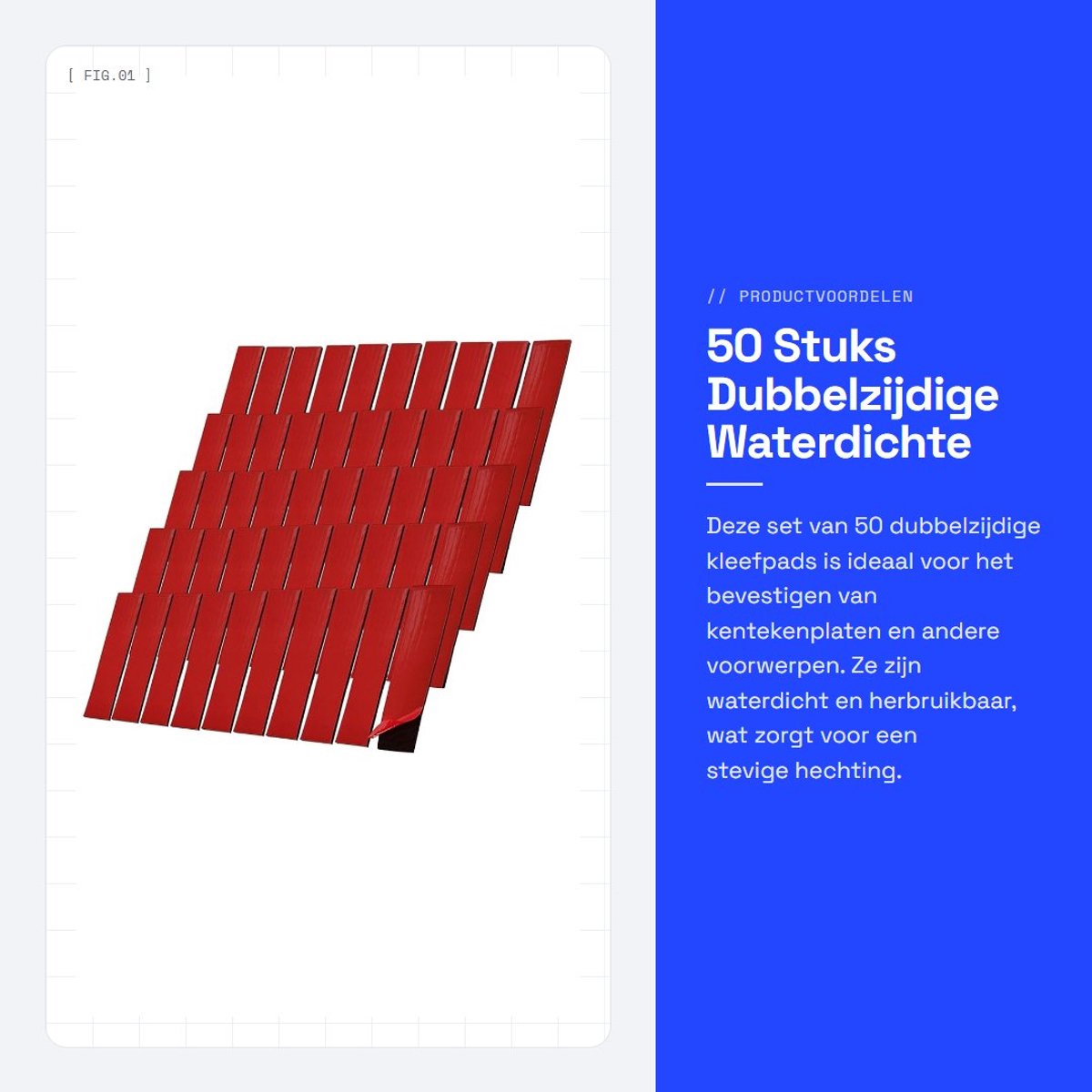 Dailygoods- Kleefpads 50 stuks - Dubbelzijdig Waterdicht - Kentekenplaathouder - Herbruikbaar - Schokbestendig - Eenvoudig aan te brengen - Plakband
