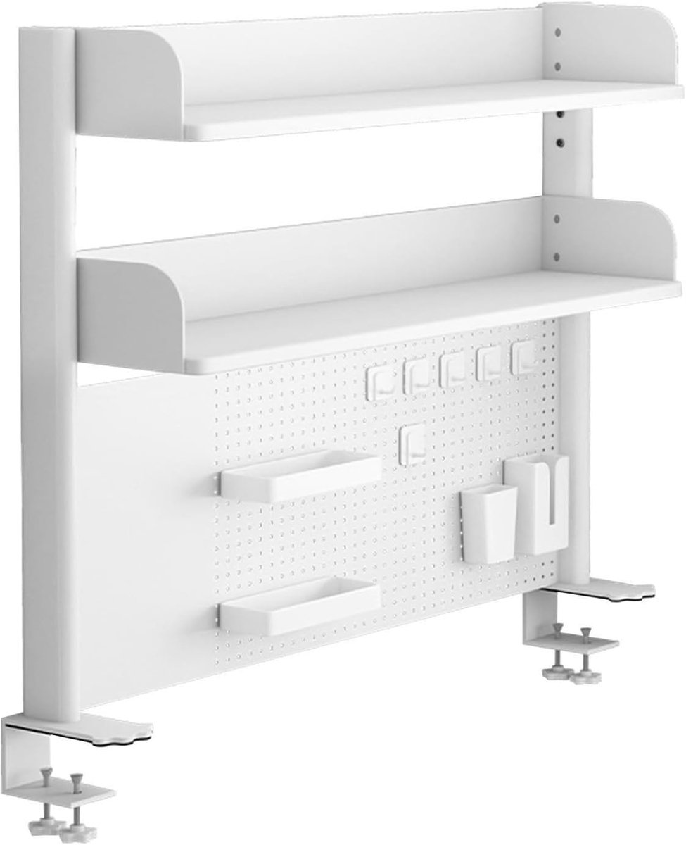 Bureau Organizer Plank - Desktop Opslag - Werkplek Organiseren - Eenvoudige Klembevestiging - Tot 103cm Lengte - Wit