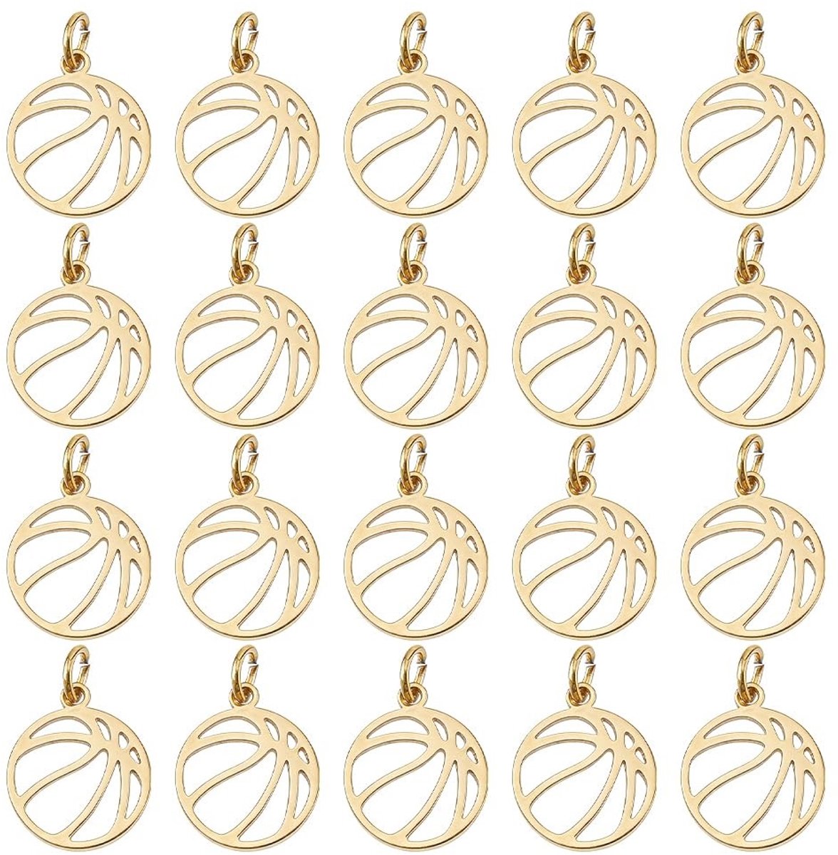 Dailygoods- Sportbal Hanger - Roestvrij Staal - 20 Stuks - 14 mm - Lichtgewicht - Holle Bedels voor Sieraden Maken - Bedel