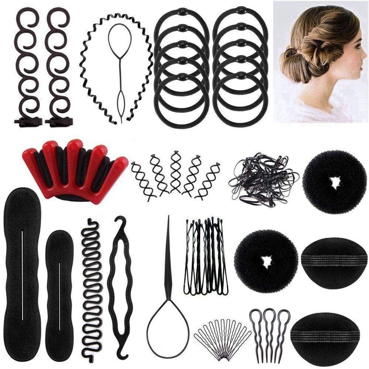 Dailygoods - Haar Coil Tool Set - Accessoires voor Haarstijlen en Vlechten
