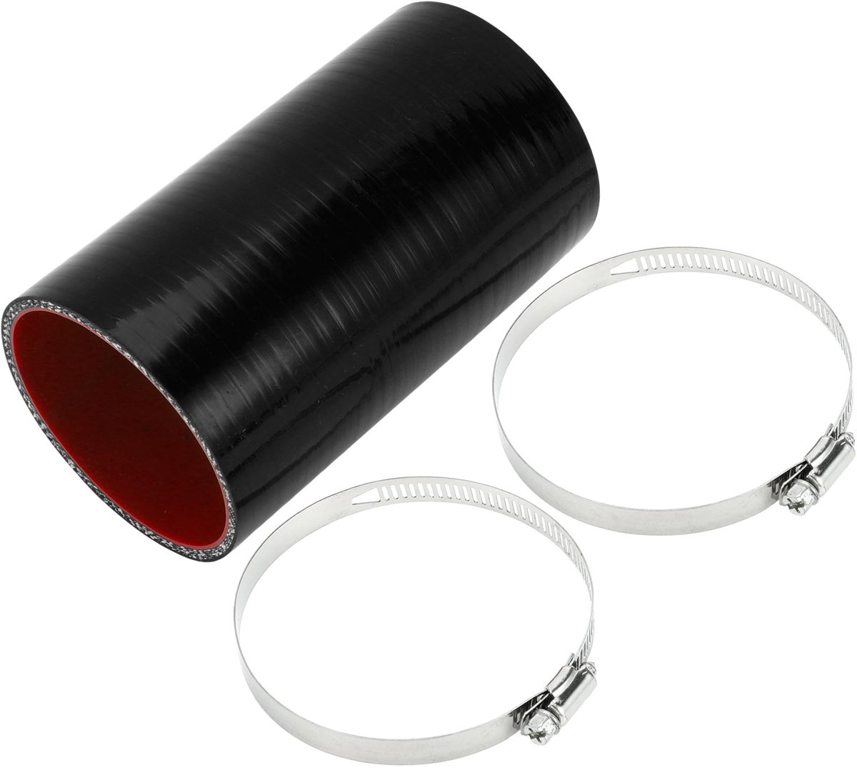 Dailygoods- Silicone Slang 4-Laags - 76mm Binnendiameter - 150mm Lengte - Zwart/Rood - Hittebestendig tot 300℃ - Geschikt voor Koelvloeistof - Koelslang