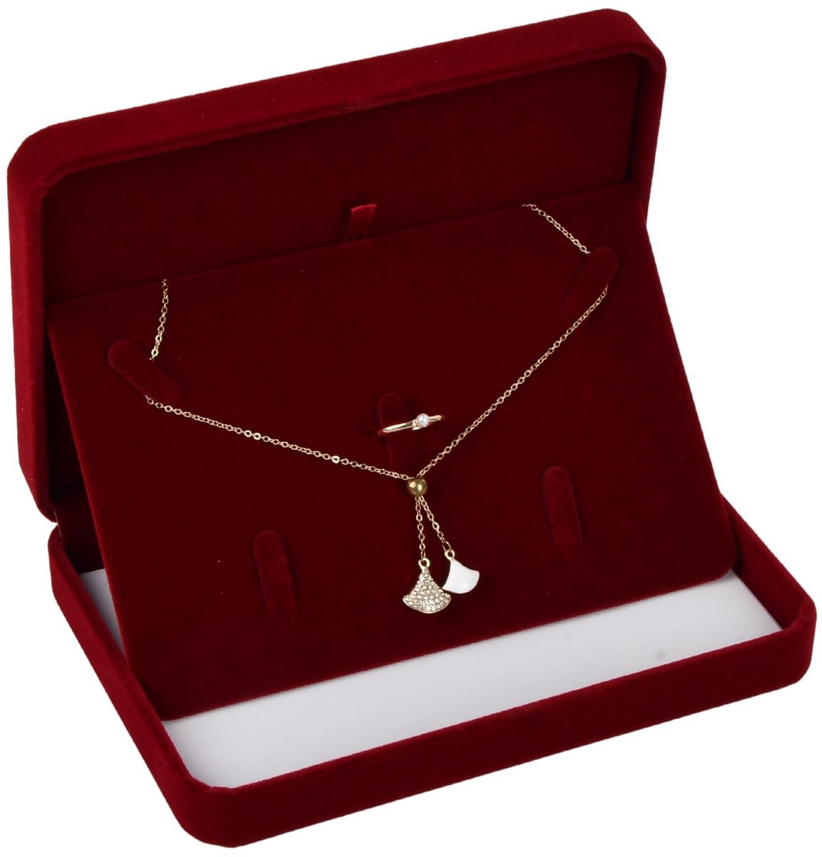 Dailygoods - Fluwelen grote halsketting, geschenkdozenset, reissieradenorganizer, fluwelen sieradendoosje voor sieraden, kettingen, oorbellen, ringen, bruiloft sieraden opslag