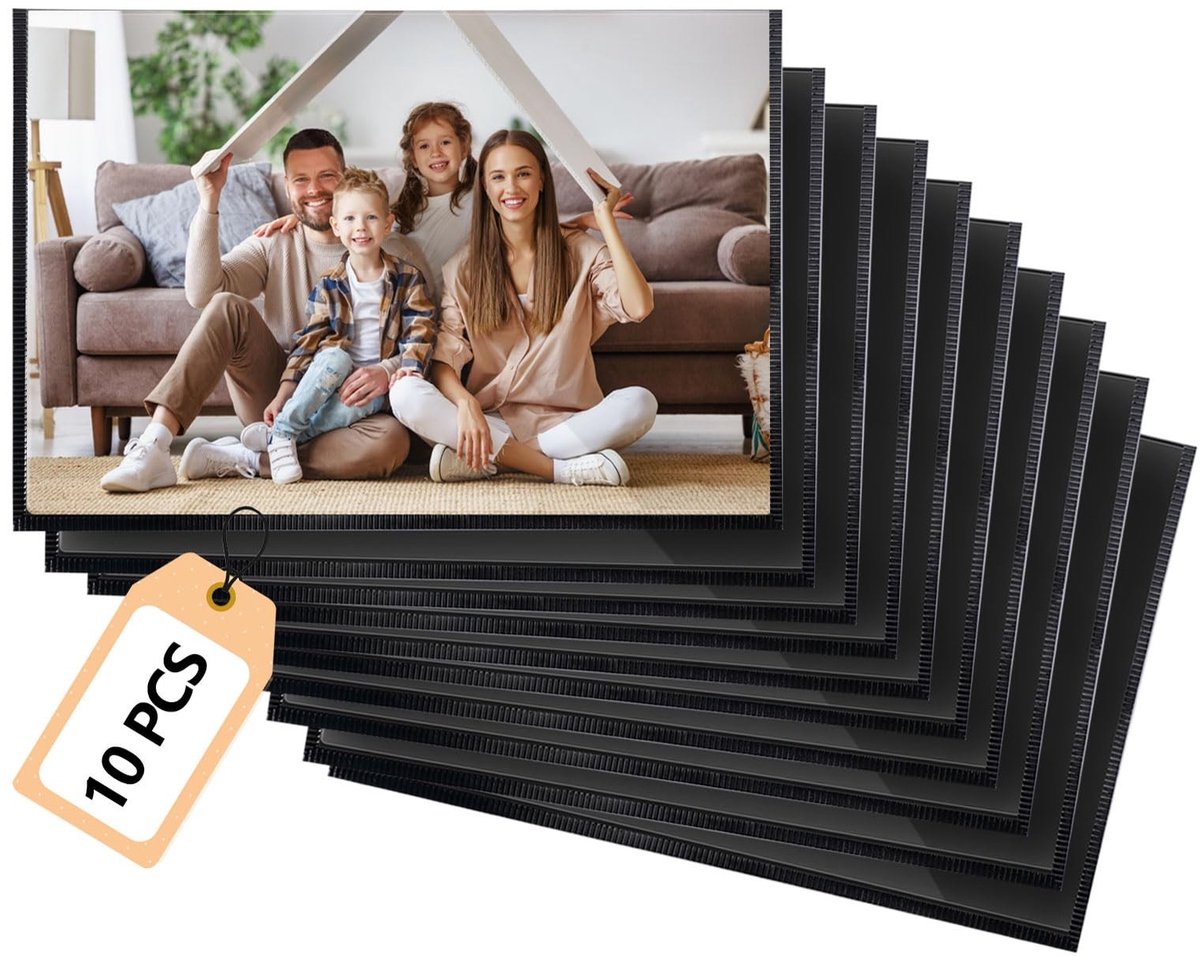 Dailygoods- Fotolijsten Magnetisch - 10 Stuks - 10 x 15 cm - Ultradunne Rand 3 mm - Geschikt voor Magnetische Oppervlakken - Beschermfolie - Foto Lijstjes