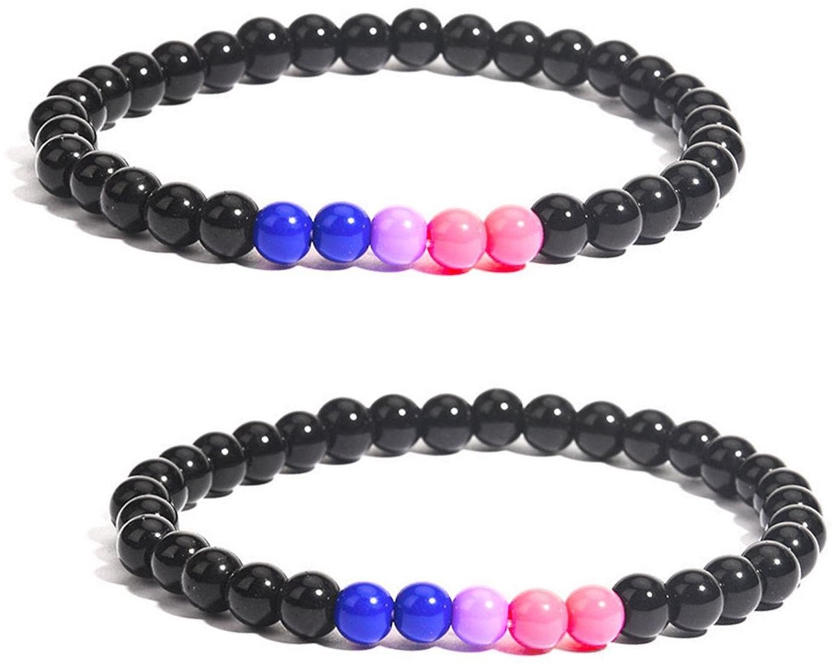 Dailygoods- Parelarmband 2 stuks - Gekleurde Kralenarmband - Hypoallergene Armband - Eenvoudig/Modieus Ontwerp - 6 mm Kralen - Geschikt voor Dagelijks Gebruik