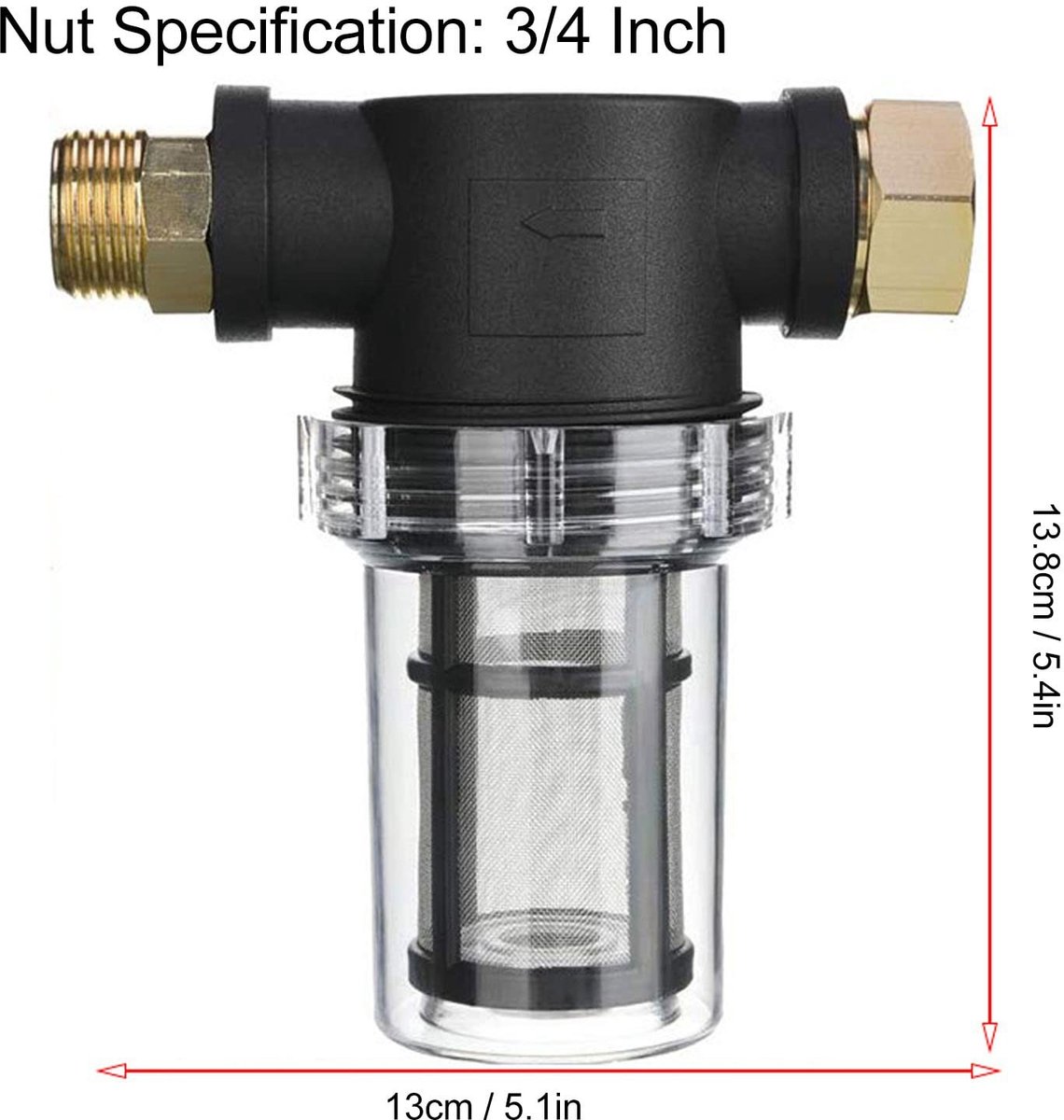 Dailygoods- Tuinslangfilter 3/4 inch - Inline Sedimentfilter - Waterfilter voor Hogedrukreiniger - Bescherming tegen Vuil - Voorkomt Blokkering