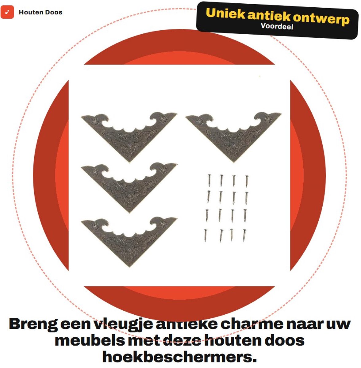 Dailygoods- Hoekbeschermers Antiek Ontwerp - 12 Stuks - Decoratieve Hoekbeschermers - Houten Doos Bescherming - IJzer - Brons Kleur - Hoekdecoratie