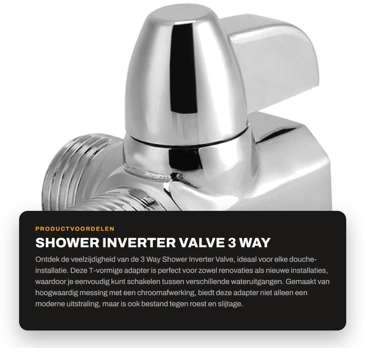 Dailygoods - Shower Inverter Valve - 3 Way Adapter - Anti-roest - Chrome - G1/2 Inch - Voor Douches - T-vormig Model