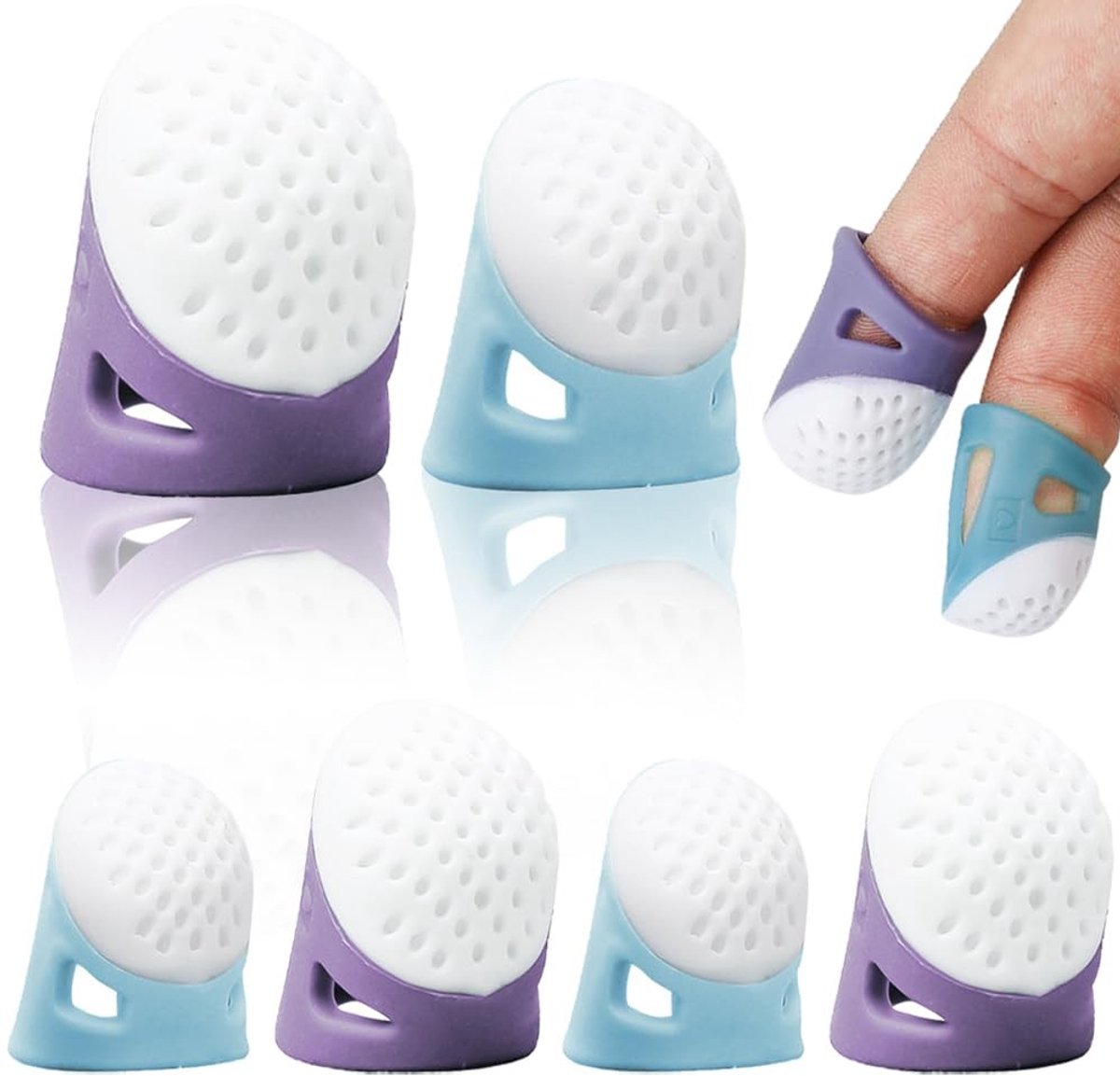 Dailygoods- Vingerhoedjes 8 stuks - Siliconen Duimbescherming - Naaien - Handnaaien - Quilten - Ademend Materiaal - Naaiaccessoires