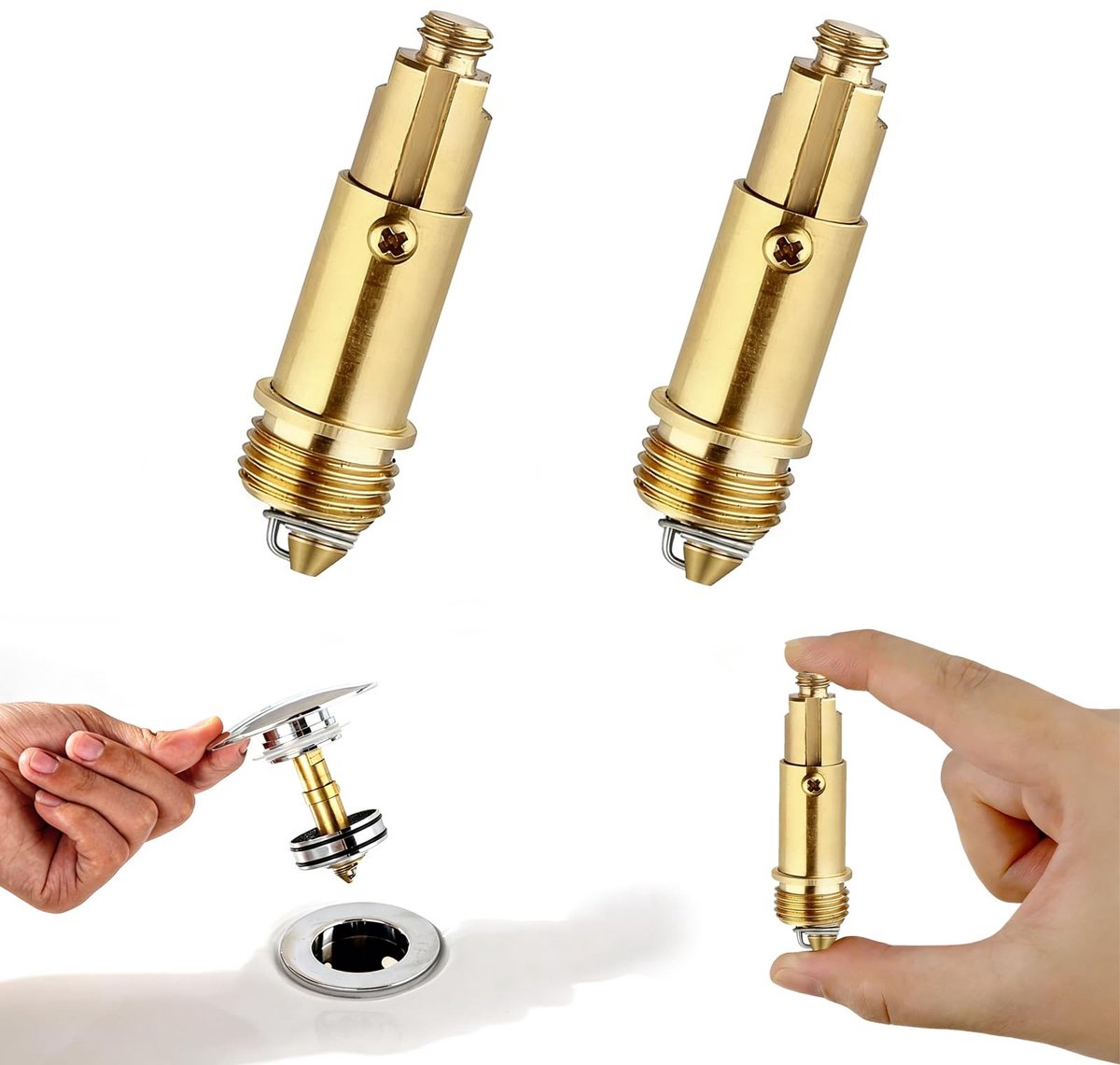 Dailygoods - 2 Stuks Pop-Up Wastafelplug Vervanging – Universele Badplug met Messing Veerkern, Voor Wastafel, Bad en Keukenafvoeren, Eenvoudige Drukbare Afvoerstop – Ideale Keuze Voor Dagelijks Gebruik