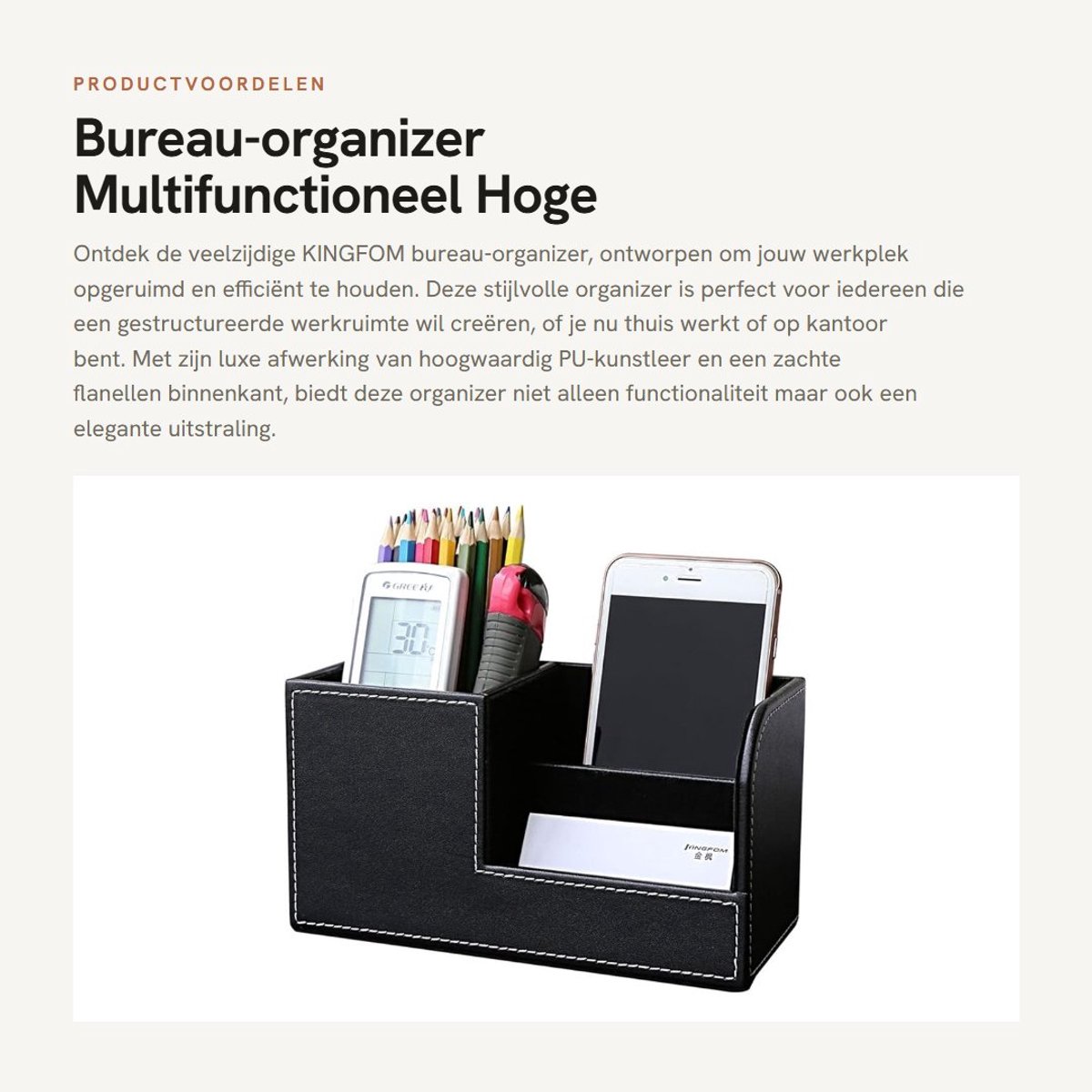 Dailygoods- Bureau Organizer Hoge Kwaliteit - Pennenhouder - 3 Vakken - Waterdicht - Zacht Flanel - Geschikt voor Schrijfwaren - Tafelorganizer