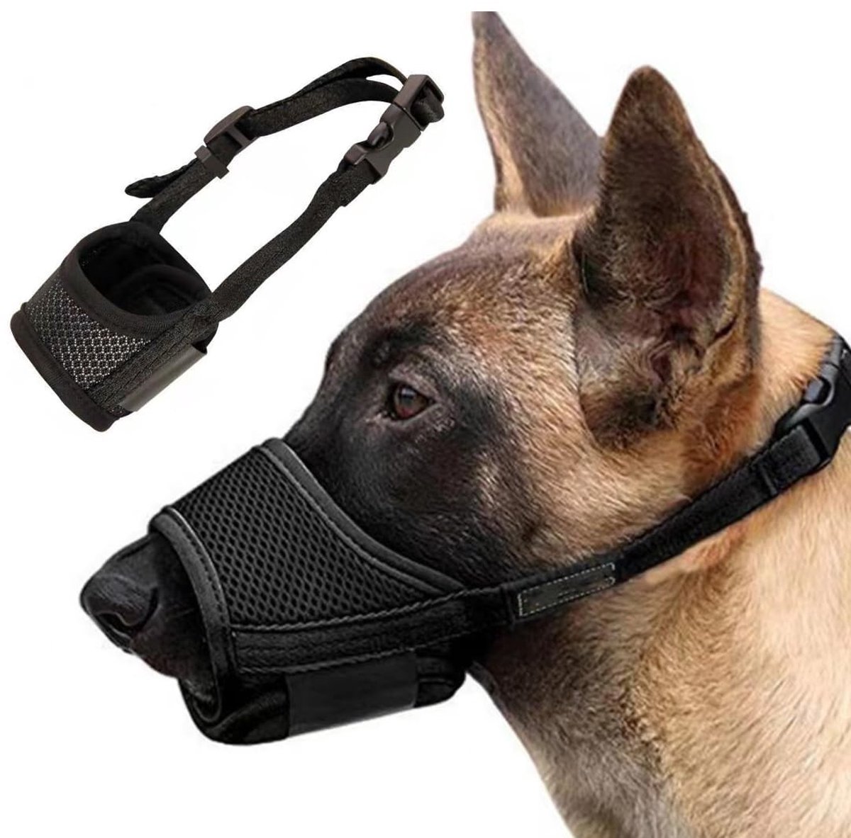 Dailygoods - Muzzles Muzzles Muzzles Muilkorf voor kleine honden met korte snuit (XS) met ademend mesh-design om blaffen, bijten en kauwen te voorkomen (zwart)