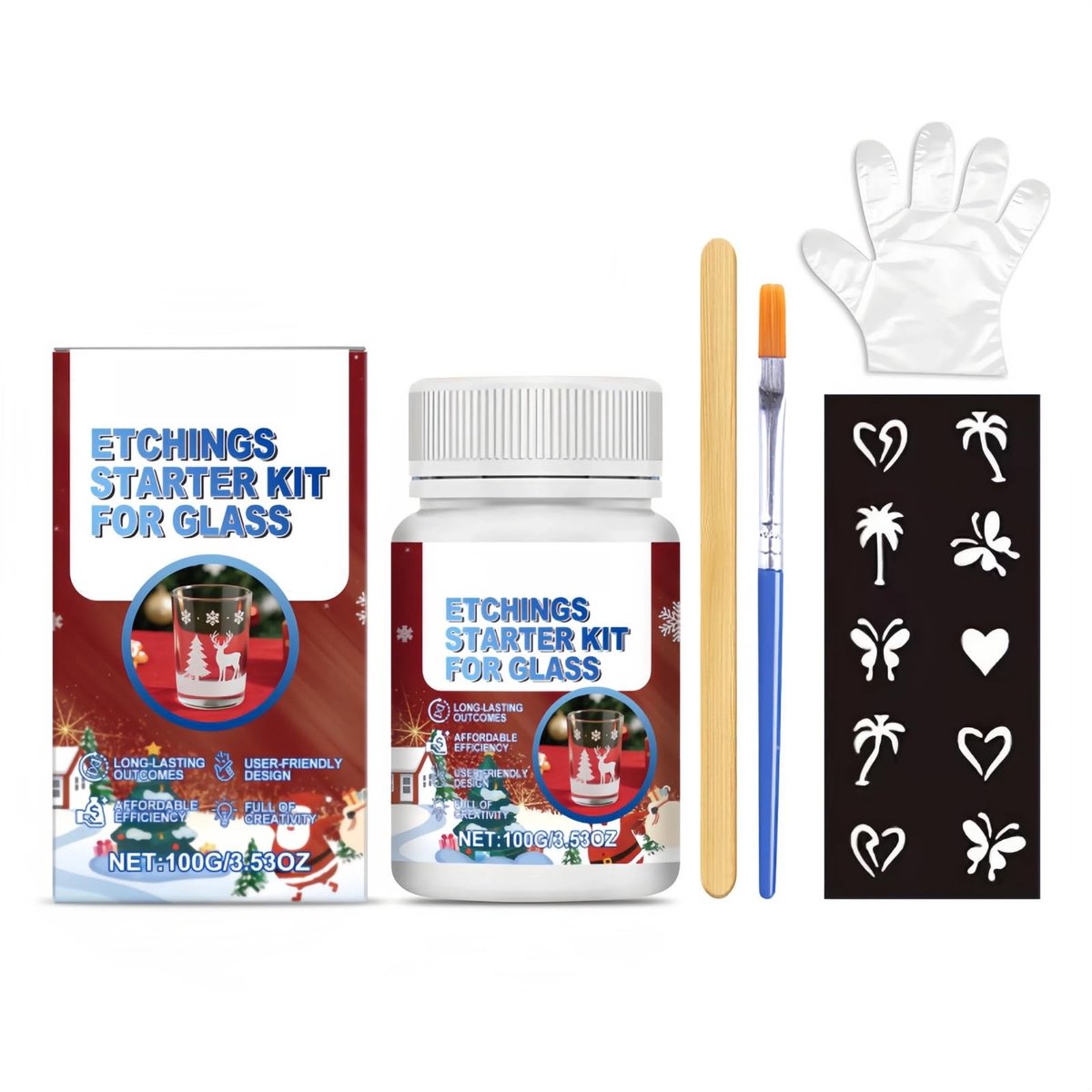 Dailygoods- Etspasta 100 g - Zwart Sjabloon - Glazen Ets - Creatieve DIY - Professionele Handschoenen - Duurzame Borstel
