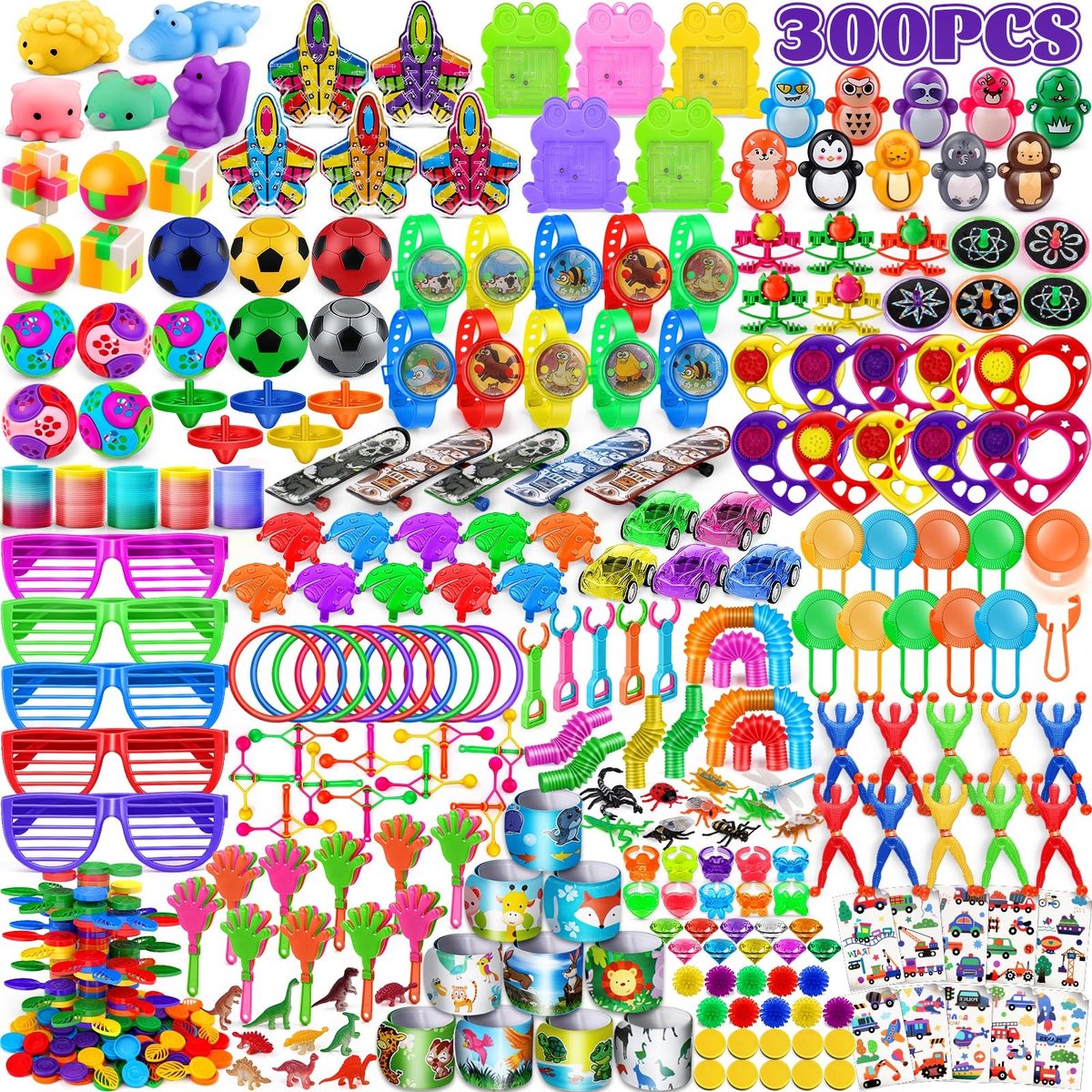 Dailygoods- Partyspeelgoed 300 Stuks - Feestslinger - Feestartikelen - Verjaardag - Piñata - Traktatiezakvuller - Uniseks Geschenken