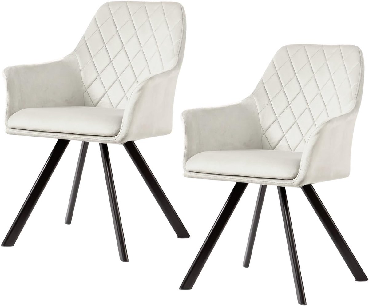 Eetkamerstoelen Set - Stoelen met armleuning - Gezellig tafelen - Comfortabele fluwelen be