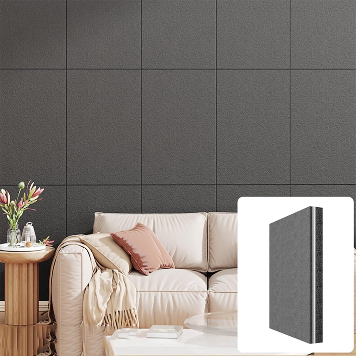 Geluidsisolatie Panelen - Akoestisch Schuim - Muur Decoratie - Zelfklevend Systeem - 50 x 50 cm - Zwart