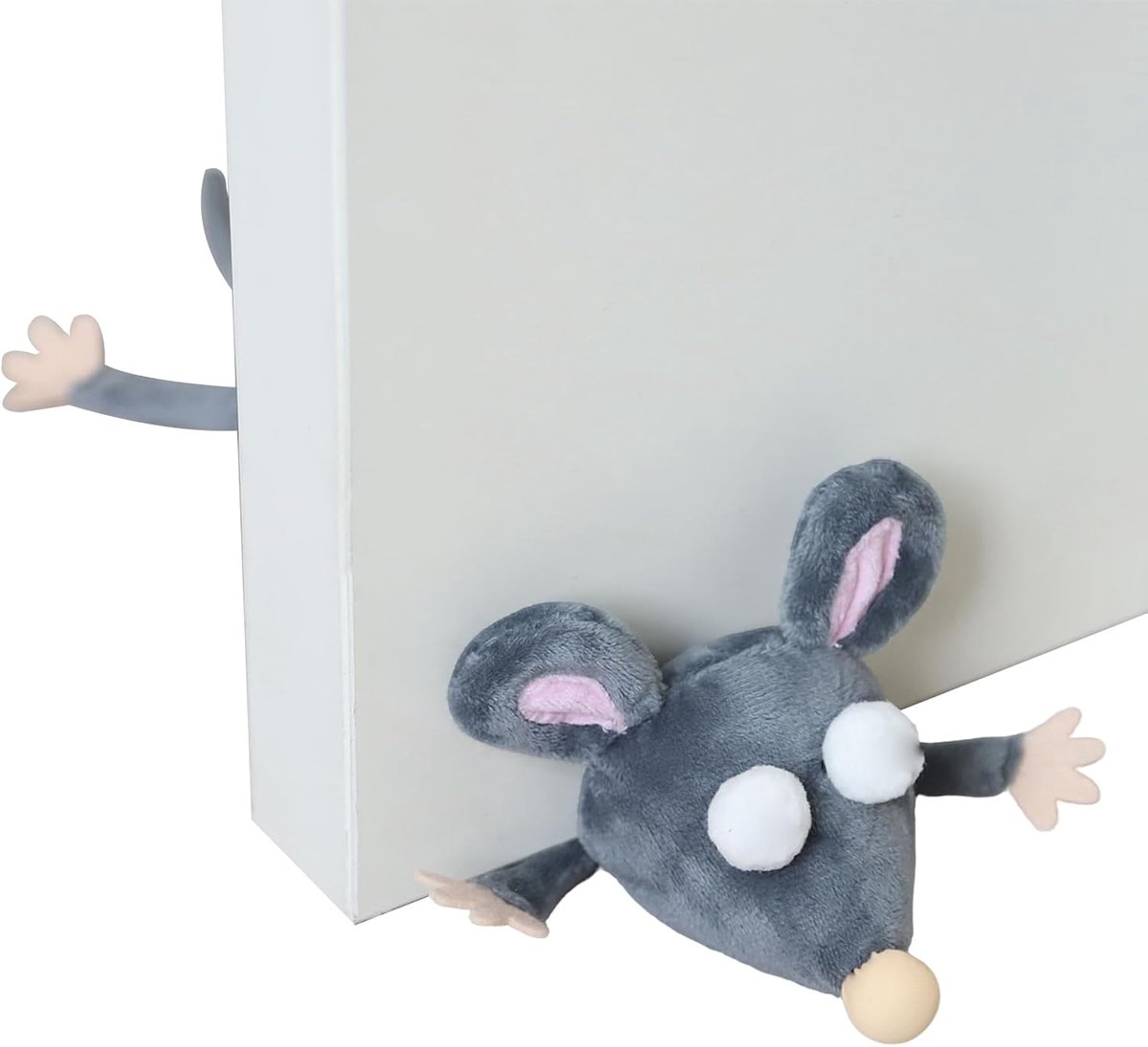 Deurstoppers Muis - Deurblokkers Dier - Deuren Open Houden - Pluche Ontwerp - 25 cm - Grijs