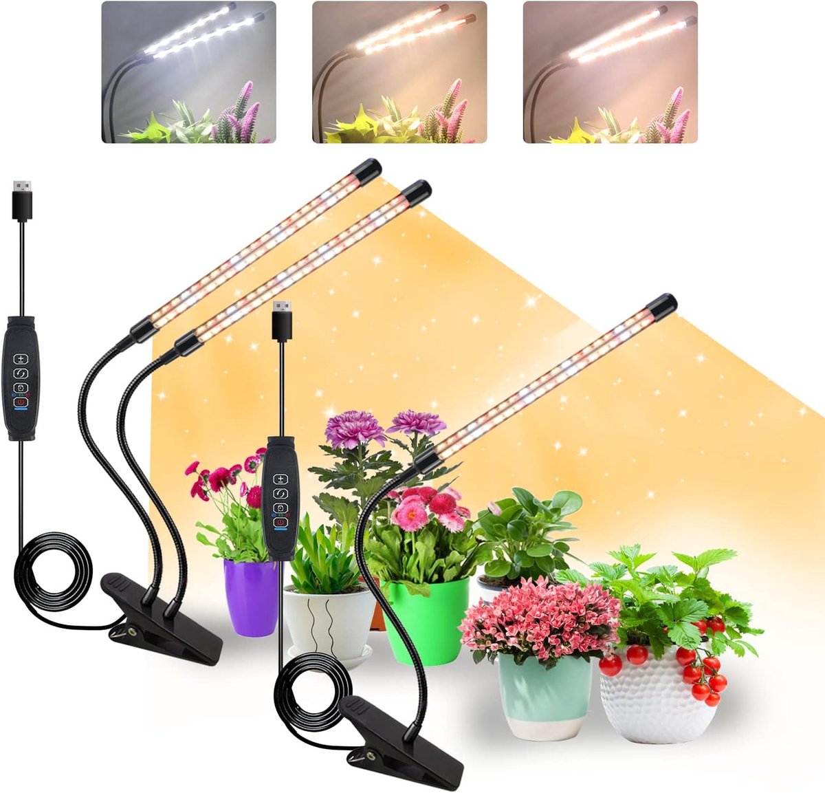 Plantenlamp LED - Kweeklamp Groei - Planten Groeien - Vormig Design - 2 Stuks - Warmwit