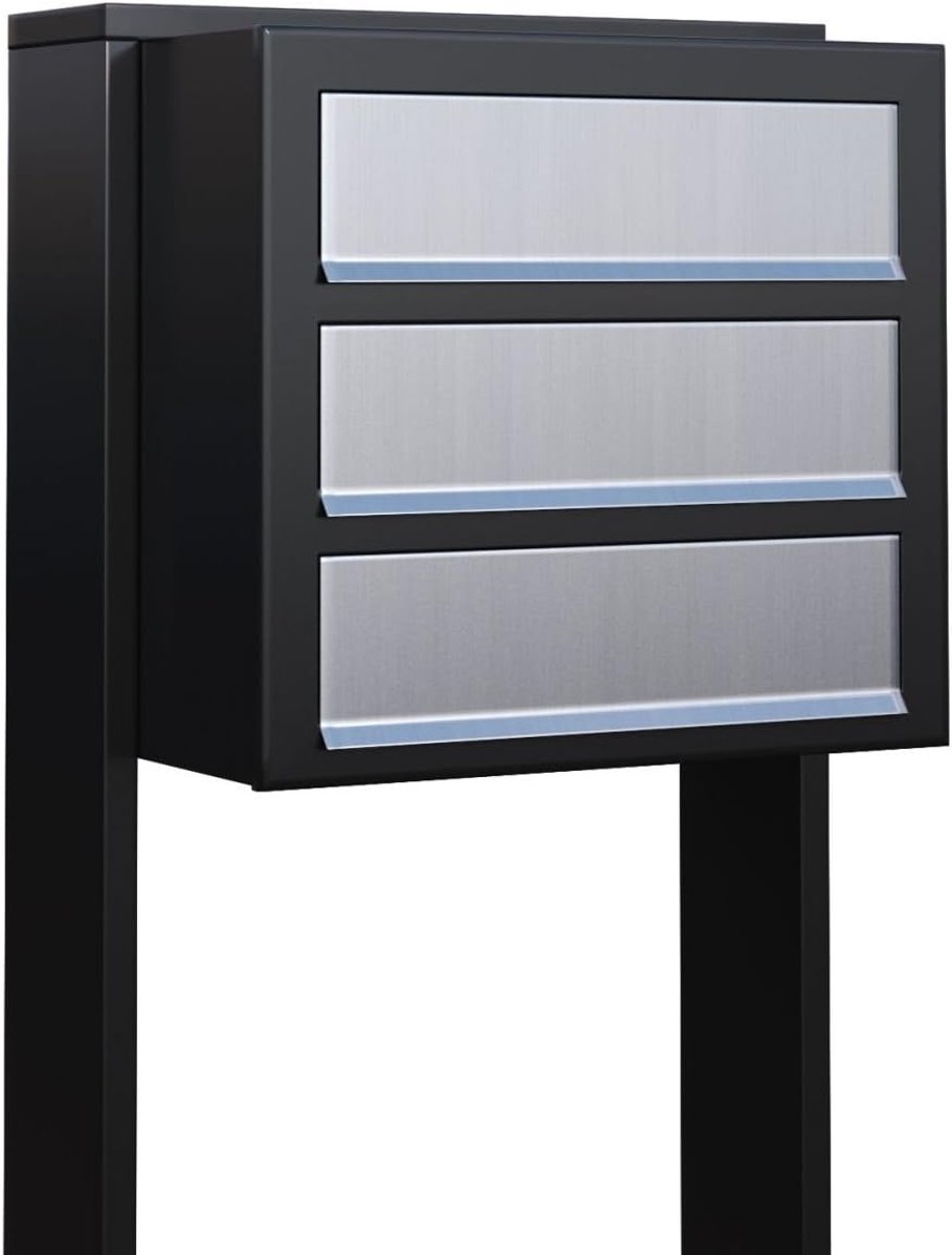 Brievenbus Systeem - Postbak - Briefpost Ontvangen - Paalmontage Design - 118 cm Hoog - Mat Zwart