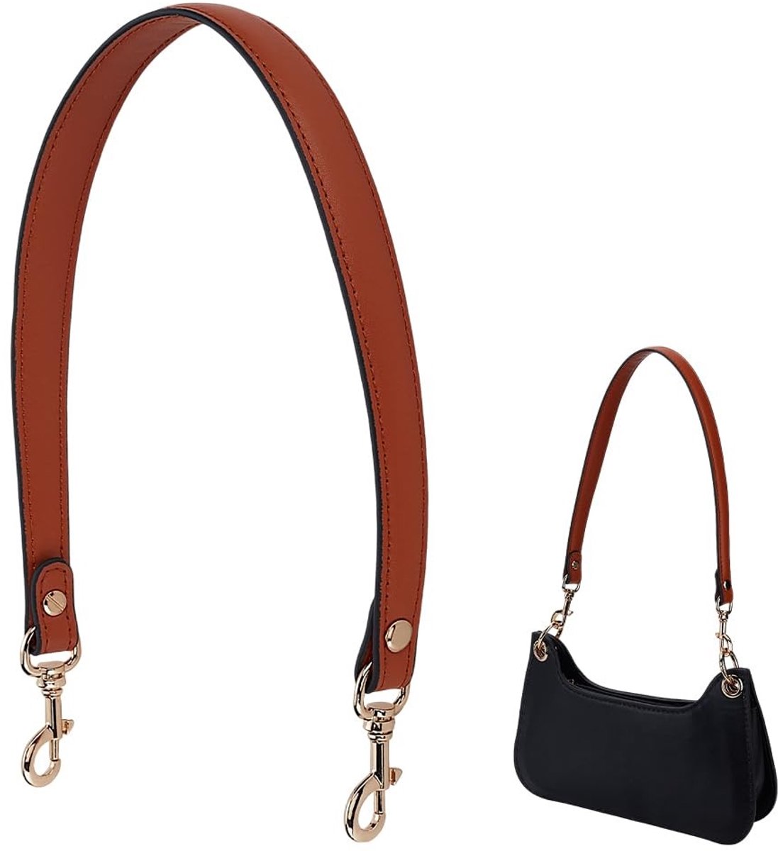 Dailygoods - PH PandaHall Bruin Lederen Portemonnee Strap Vervanging Lederen Tote Bag Handvatten, Portemonnee Bandjes Vervanging met Sluitingen voor Handtas Tote Aktetas Handtas Maken Onderarm Tas, 23 inch