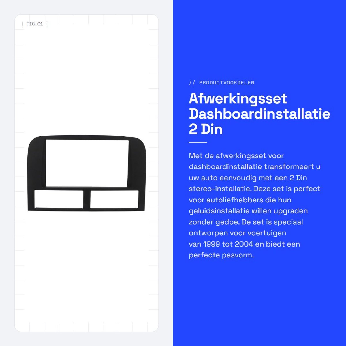 Dailygoods- Dashboardafwerkingsset Eenvoudige installatie - Montageaccessoires - Duurzaam ABS-kunststof - Naadloze pasvorm - Getextureerde look - Geschikt voor 2 Din Stereo - Radiopaneel