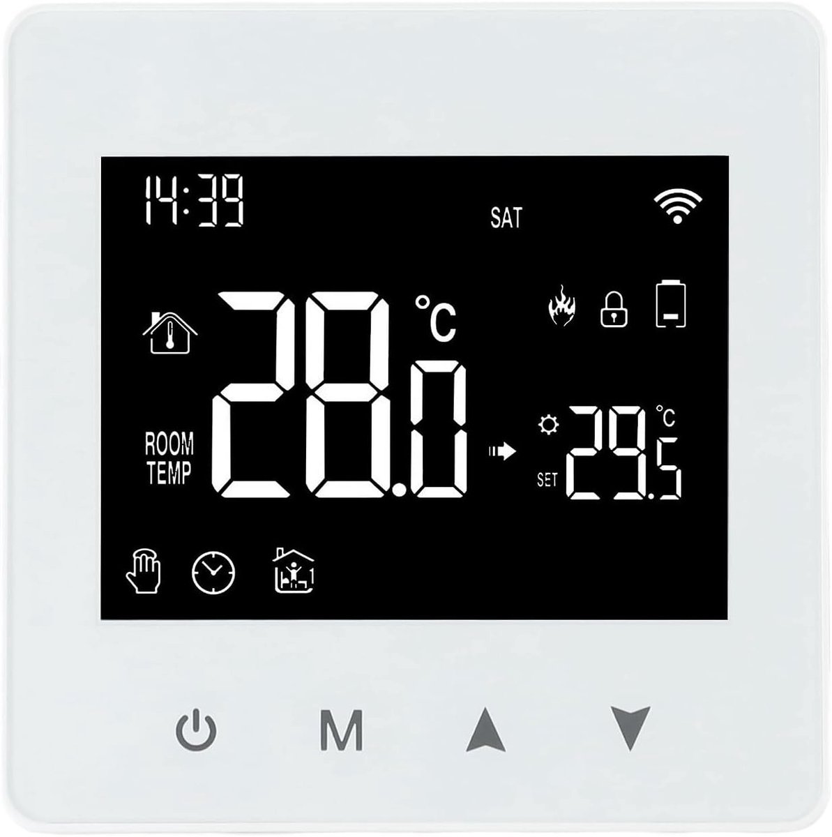 Slimme Thermostaatkraan - Programmeerbare Thermostaat - Verwarming Regelen - Batterijgevoed - 86x86mm - Wit