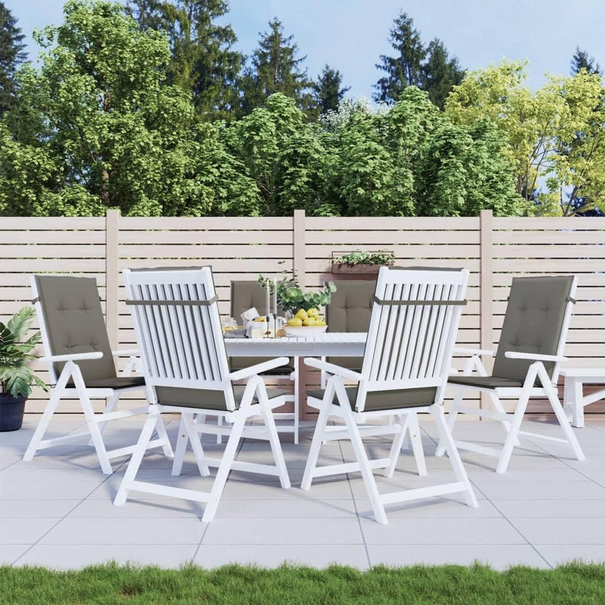 Stoelkussens Hoge Rug - Zitkussens Terras - Comfortabel Zitten - Duurzaam Polyester - 6 Stuks 120cm - Donkergrijs