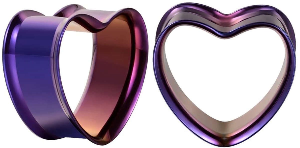 Dailygoods- Oortunnels Hartvormig - Roestvrij Staal - Maat 8 mm tot 25 mm - Schroefdesign - 3 Stuks - Cadeauverpakking - Oorpiercings
