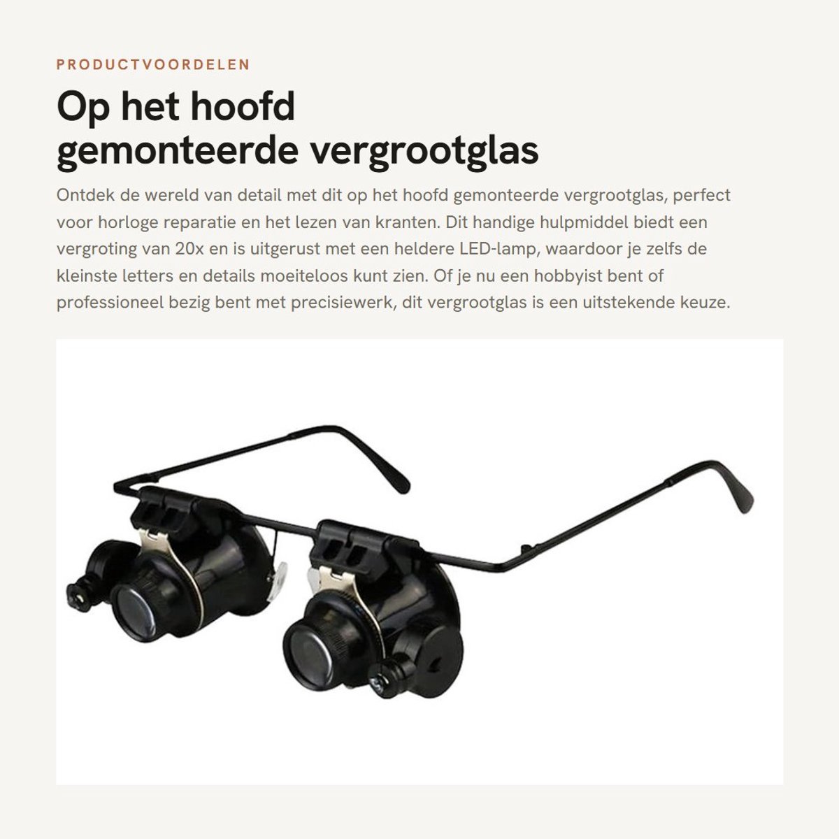 Dailygoods - Op het hoofd gemonteerde vergrootglas - LED-lamp - Professionele horloge reparatie brillen - Zwart - Hoge definitie loep - Ideaal voor le...