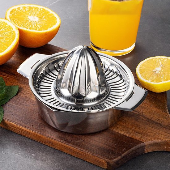 Hand Juicer - Citruspers Fruitpers - Sap Extraheren - Roestvrij Staal - 17.3 x 13 x 10.5cm - Zilver — afbeelding 2
