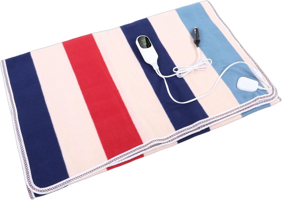 Verwarmde Autodeken - Elektrische Deken Auto - Winterse Reizen - Zacht Flanel Materiaal - 150 x 120 cm - Grijs