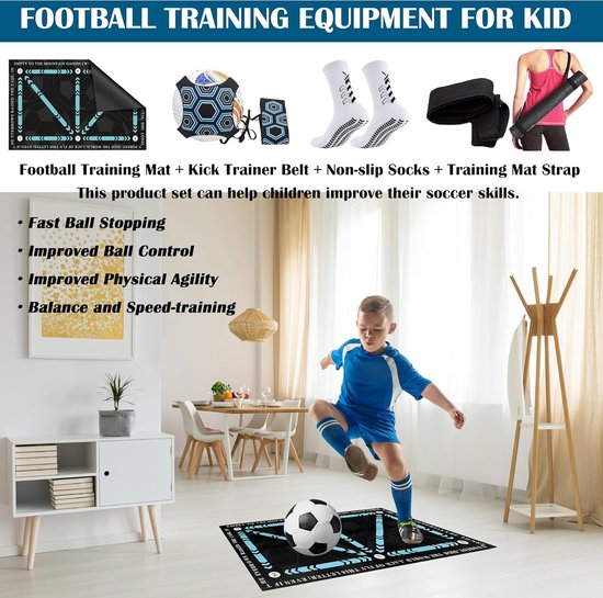 Voetbal Training Mat - Voetstap Mat - Voetwerk Verbeteren - Dikke Zachte Ondergrond - 60 cm - Turquoise — afbeelding 4