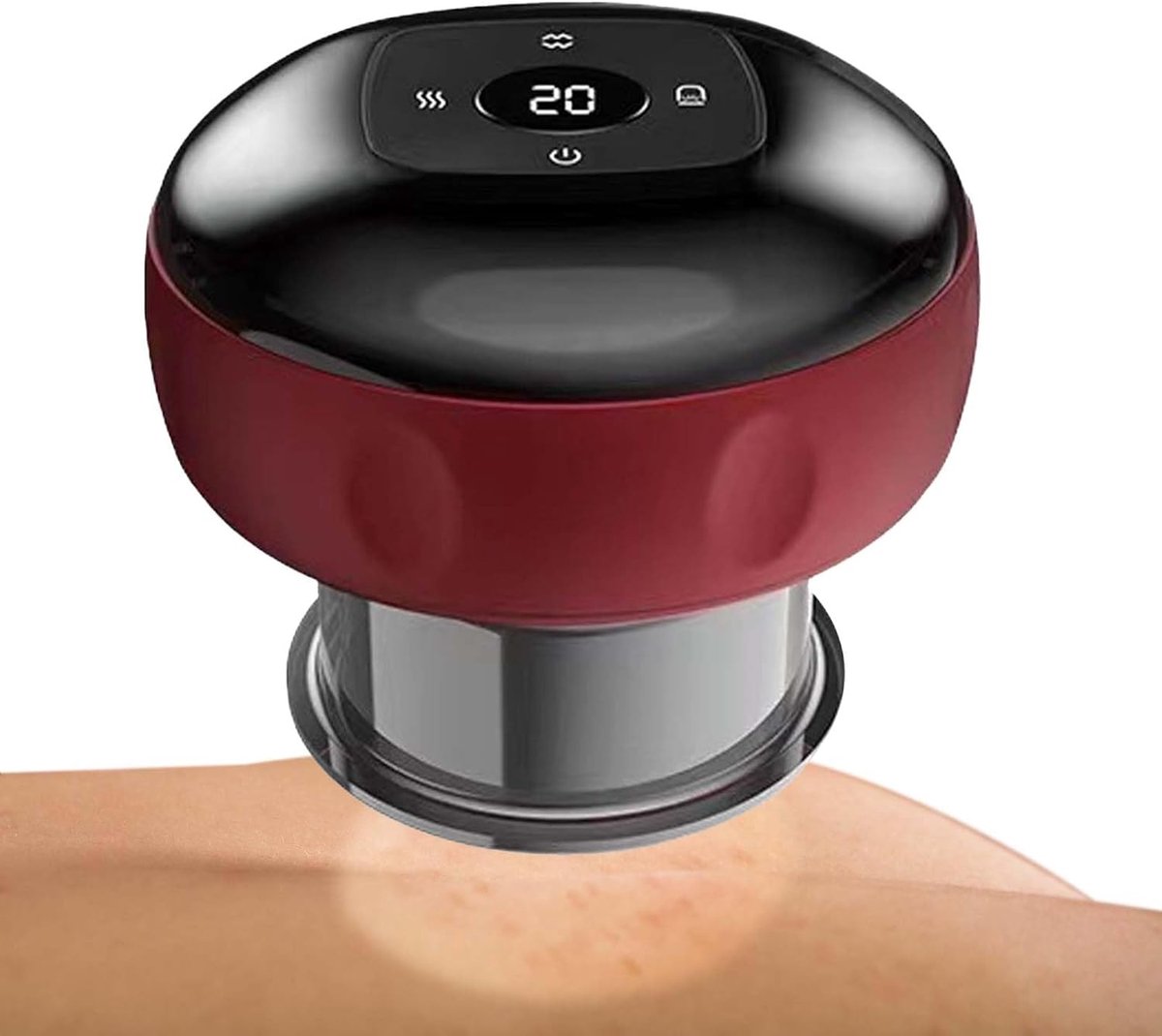 Elektrisch Cupping Apparaat - Vacuüm Massager - Spierpijn Verlichten - 12 Temperatuurstanden - 9.4 x 9.4 x 7.8 cm - Rood