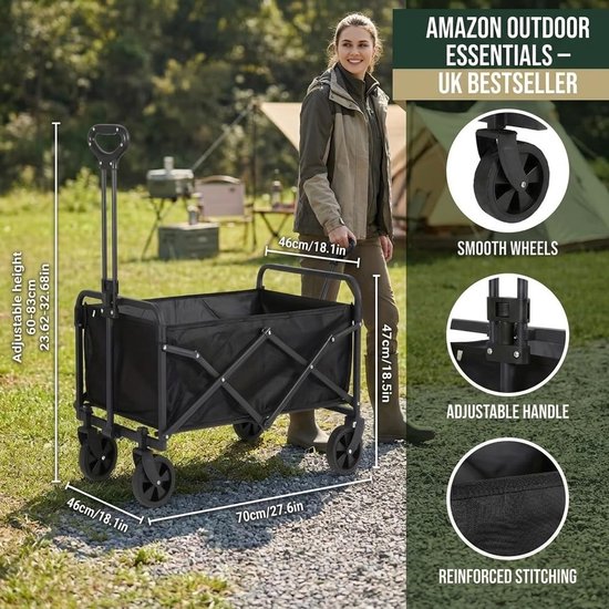 Dailygoods- Festivalwagen 100 liter - Opvouwbare Bolderkar - Verstelbare Handgreep - Robuuste Stalen Wagen - Oxford-doek - Belastbaarheid 150 kg van Dailygoods — afbeelding 5
