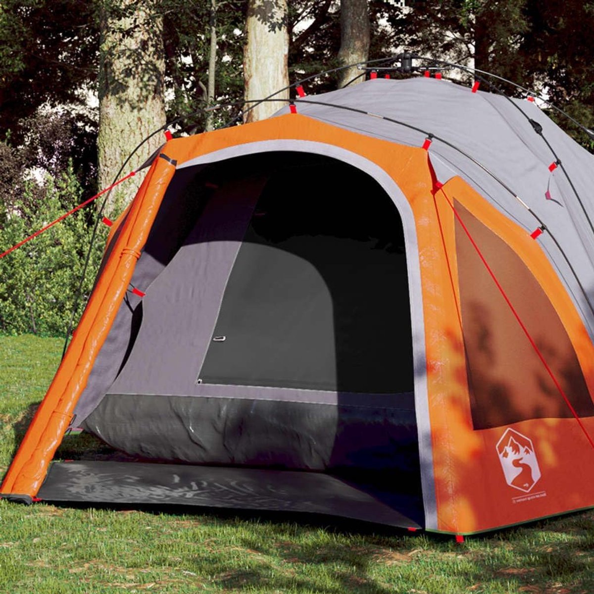 Koepeltent 3 personen - Kampeertent outdoor - Kamperen en reizen - Quick-Release systeem - 308x236x159 cm - Grijs oranje